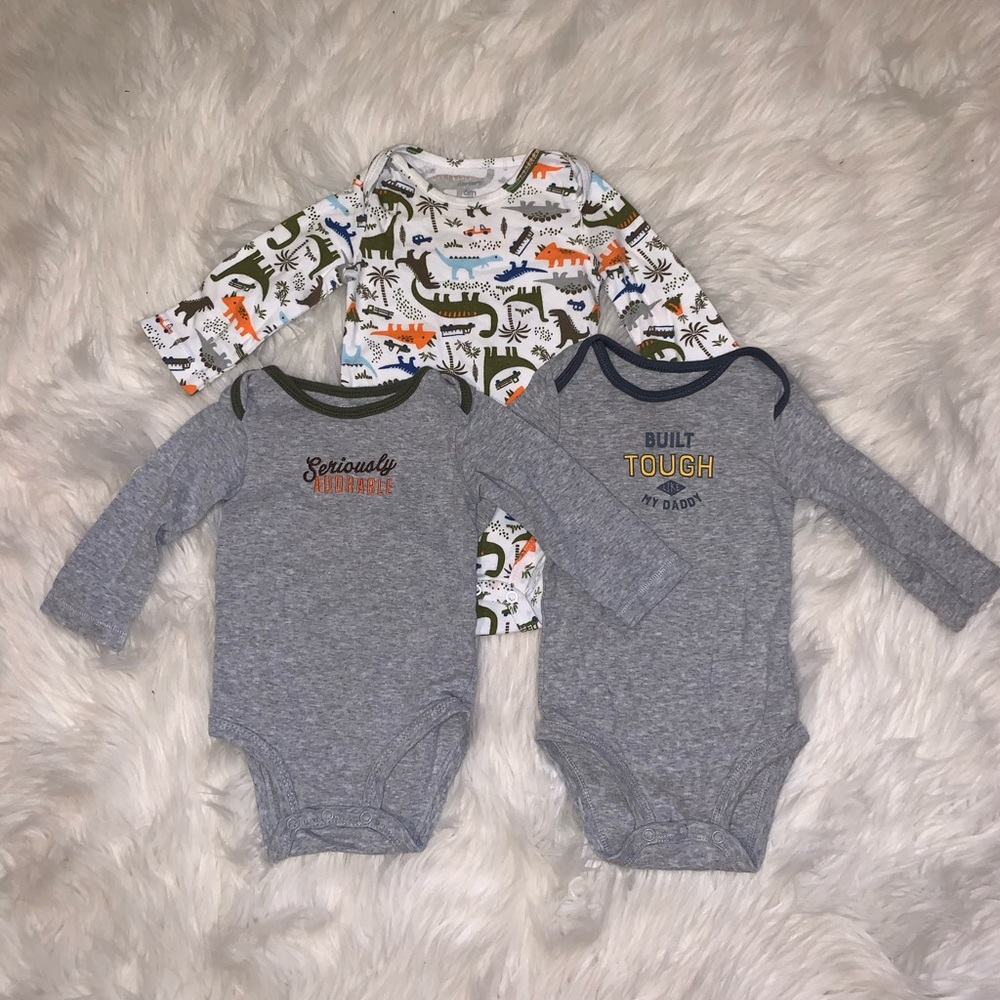 Set of 3 long sleeve baby boy onesies